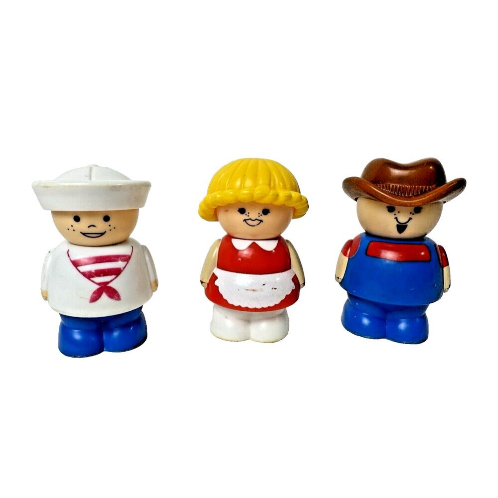 Shelcore Little People Figures Sailor Cowboy Vintage Toys Playtime Fun Lot of 3